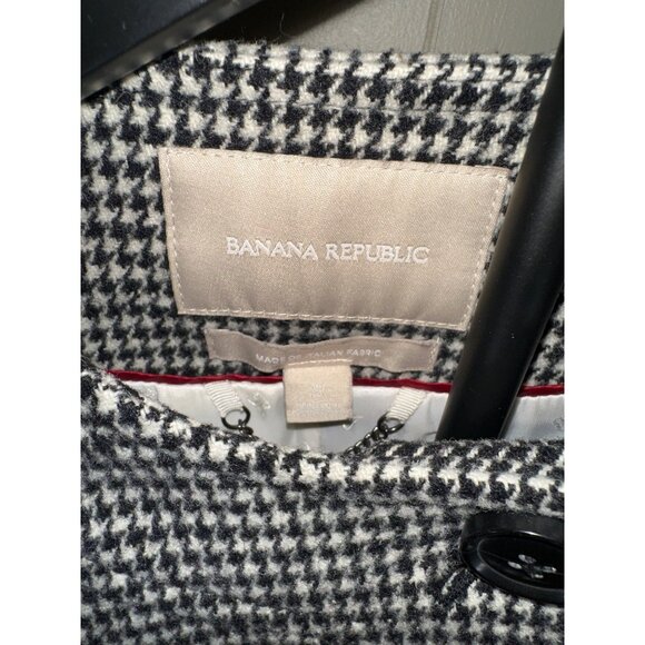Banana Republic Black and White Checkered Ladies Pea Coat- Small - Picture 7 of 8